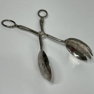 Vtg Leonard Silverplate Salad Pasta Tongs Made In Italy Scissor Style 8.5”